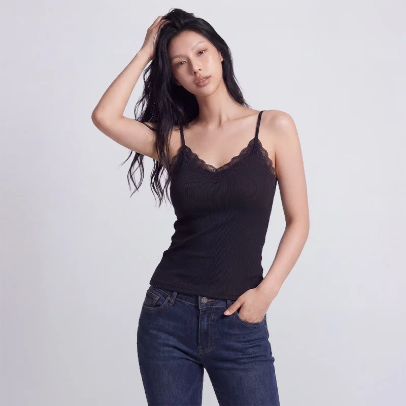 플로인 브이넥 레이스 브라탑
